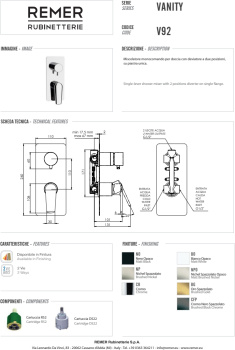 Смеситель для душа Remer Vanity  хром V92