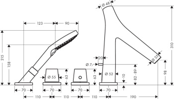 Axor Starck Organic термостатический смеситель для ванны, на 4 отв. внешняя часть, цвет: хром 124250