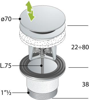 Донный клапан для для ванны OMP Tea Clicker 8334.060.6.XD белый