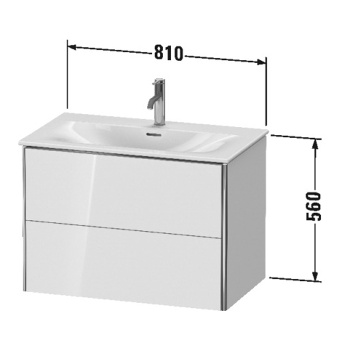 Duravit XSquare Тумба подвесная под раковину # 234483, 2 яшика, 560x810x478мм, цвет White High Gloss