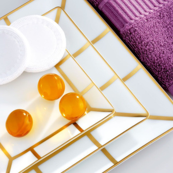 Набор из 3 керамических подносов THG Ithaque Decor Or A7A-A02-4626 белый