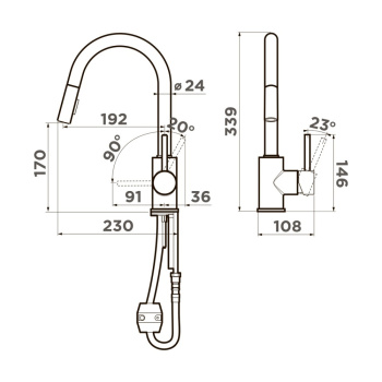 Смеситель для кухни Omoikiri Shinagawa SB-BN нержавеющая сталь 4994459