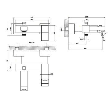 Смеситель для ванны Gessi Rettangolo K 53013.299 Matte Black