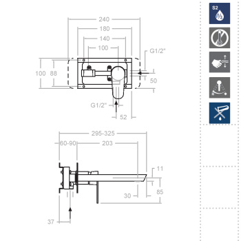 Смеситель для раковины Ramonsoler Alexia встраиваемый никель 3620NC