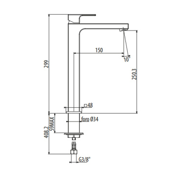 Смеситель для раковины высокий Gattoni Kubik 299 2584/25BO белый