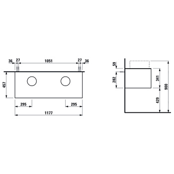Laufen SONAR шкафчик под раковину, 1175х455х340 мм, 1 ящик, с отв.в центре,  для 812340, 812341, 812342, 812343, медь и черный мрамор