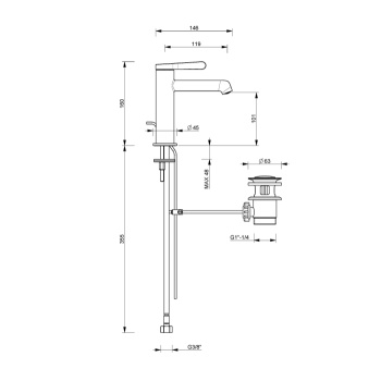 Смеситель для раковины Fantini Torino 58 02 L904F хром