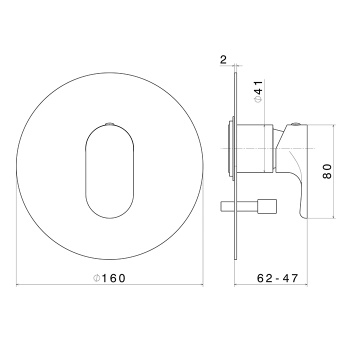 Встроенный однорычажный смеситель OLE для душа с переключателем на два потока Kerama Marazzi золотой атласный 69470EKM.M0.071