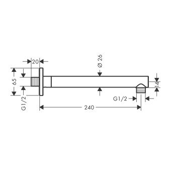 Кронштейн для верхнего душа Hansgrohe Vernis Shape 26405670, матовый чёрный