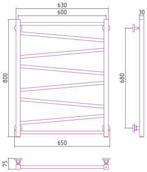 Полотенцесушитель водяной Сунержа Сирокко 800х600 00-0253-8060, Хром