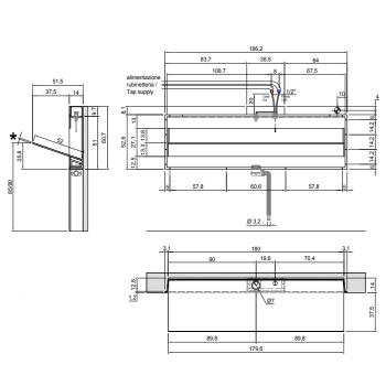 Раковина Antonio Lupi Battigia 180х51.5х60.7, без отв., белый А0002423496