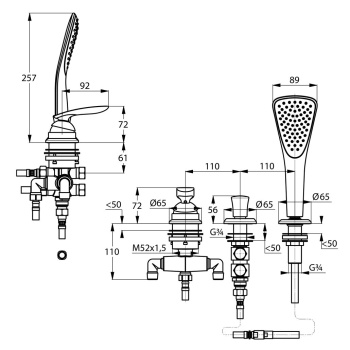 Смеситель для ванны с душем Kludi Balance 524480575 встраиваемый лейка в комплекте хром