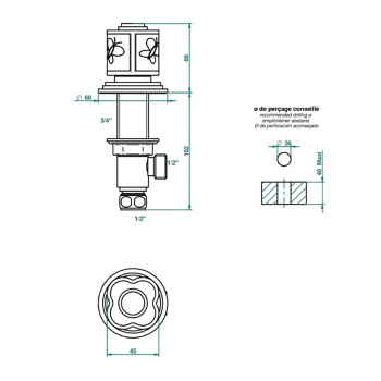 Вентиль смесителя для раковины THG Capucine Mauve Decor Or A7D-F01-35 полированное золото
