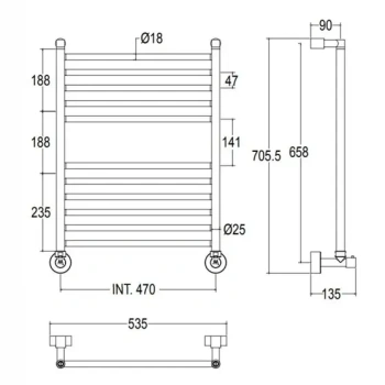 Полотенцесушитель водяной Margaroli Mini 34844711CRN 70.6x53.5 хром