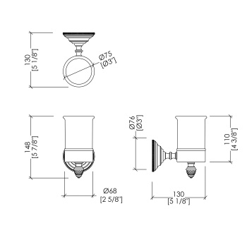 Стакан керамический белый для зубных щеток Devon&Devon Diamond держатель, хром WHD503CRBI