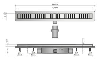 Дренажный канал OMP Tea Renova Eco 4943.376.8 90 см хром