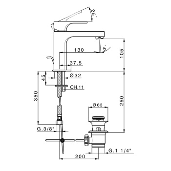 Смеситель для раковины Cisal Cherie CU0004952F никель