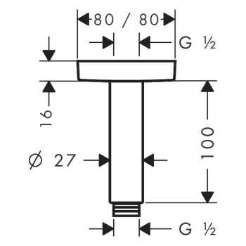 HG Потолочное подсоединение E 100 мм, цвет хром