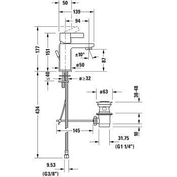 Смеситель для раковины Duravit D-neo DE1010001010 хром