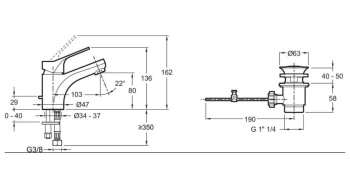 Смеситель для раковины Jacob Delafon Brive E75759-4-CP хром