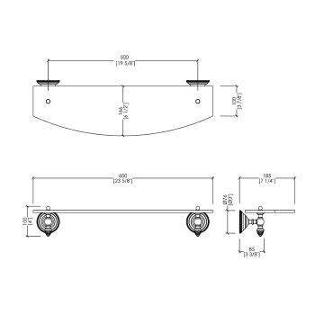 Полка стеклянная Devon&Devon Diamond 600 мм держателей хром WHD510CR