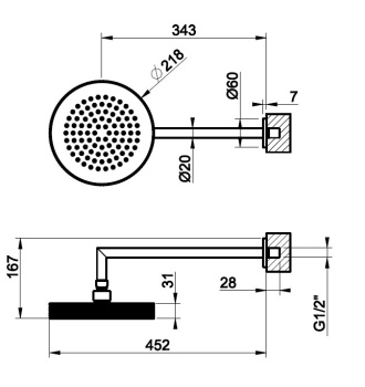Верхний душ Gessi Anello 63448.727 Brass Brushed PVD
