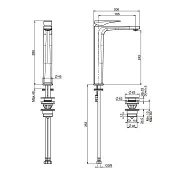 Смеситель для раковины Fima Carlo Frattini Zeta F3961/HNNS.1 черный