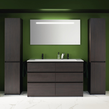 Burgbad Lin20 Комплект мебели 142х49.5х90.2см, напольный, с раковиной, с 6 ящиками, цвет: Mocca oak decor HSPJ040LF5362