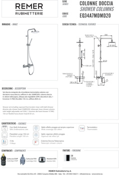 Душевая система Remer Elegance с колонной с изливом термостат хром (CR) EQ34A7MDMD20