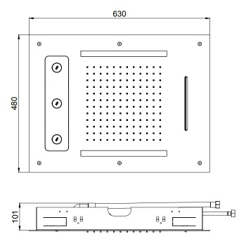 Встраиваемый верхний душ Almar 48х63, 3 типа струи, хромотерапия, mirror stainless steel E044190.MS