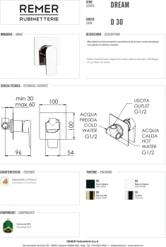 Смеситель для душа Remer Dream  хром D30