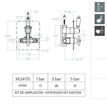 Смеситель для душа Ramonsoler Gaudi встраиваемый термостатический на 1 выход 302411S