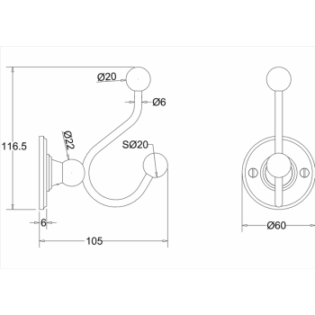 Крючок Burlington A4 CHR хром