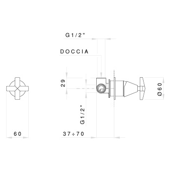 Смеситель для душа встроенный Nicolazzi Star хром (без внутр части) 4806EXTCRA1