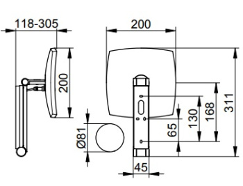 Косметическое зеркало с подсветкой Keuco Ilook_move 20 17613219002 увеличение х5, сталь