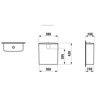 Laufen Palace запчасть - бачок для унитаза моноблок, подвод воды сбоку сзади , (без механизма смыва), цвет белый (ПРИВЕЗЕМ за 3 недели!)