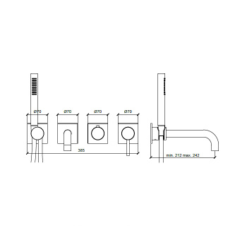 Внешняя часть однорычажного смесителя с ручным душем Almar с переключателем на 2-3 положения, gun metal brushed pvd E180193.GM
