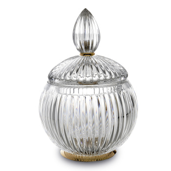 3SC ELEGANCE Баночка универсальная, D=15/h20 см, с крышкой, настольная, цвет: прозрачный хрусталь/зо