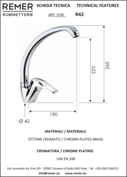 Смеситель для кухни Remer Remix  хром (CR) R42