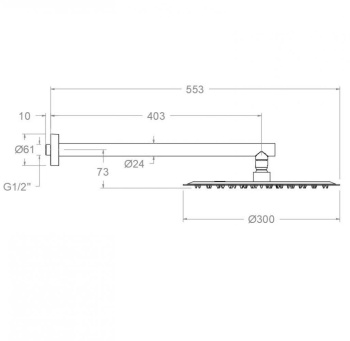 Верхний душ Ramonsoler настенный круглый 300 мм нержавеющая сталь BH02RM300