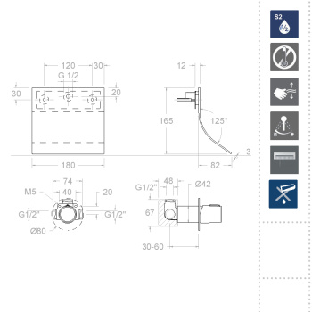 Смеситель для раковины Ramonsoler Tzar встраиваемый с каскадным изливом 341691