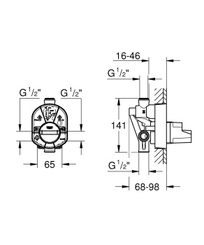 Встраиваемая часть смесителя GROHE, однорычажный 33961000