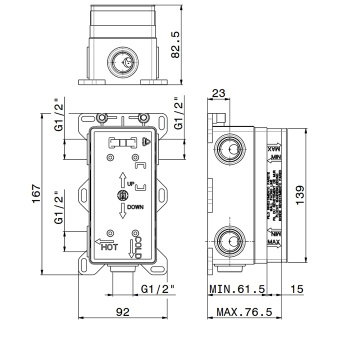 Встраиваемая часть для ванны Newform 2 выхода 1/2, 31032.00.000