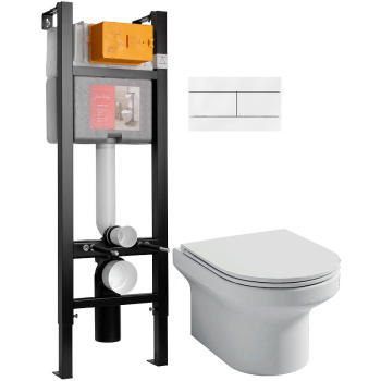 Унитаз с инсталляцией Jacob Delafon Elite E21755RU-00 с сиденьем и клавишей смыва