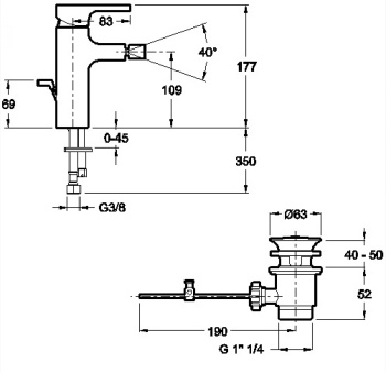 Смеситель Jacob Delafon Strayt E98338-CP для биде