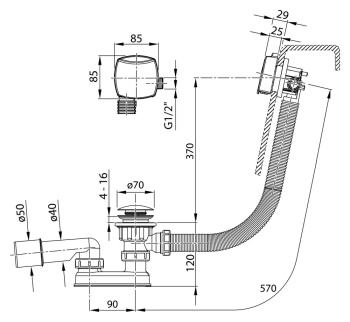 Слив-перелив Ravak X01440 хром