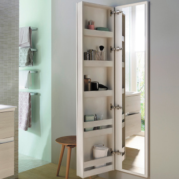 Burgbad Sys30 Шкаф 40х15х176cм., подвесной, 1 зеркало, 5 полок, Sx, цвет: белый глянцевый SPDH040L461