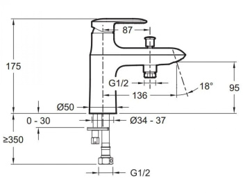 Смеситель на борт ванны Jacob Delafon Kumin E99458-CP, хром