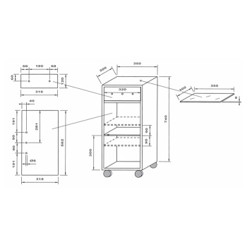 Шкафчик передвижной Decor Walther RS 1 38x30x80 стекло белое, сталь полированная 704270