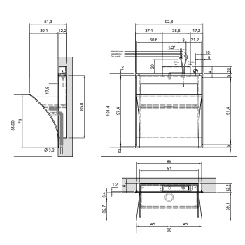 Раковина Antonio Lupi Strappoxl 51.3х92.8, без отв., с LED подсветкой, белый А0002423889